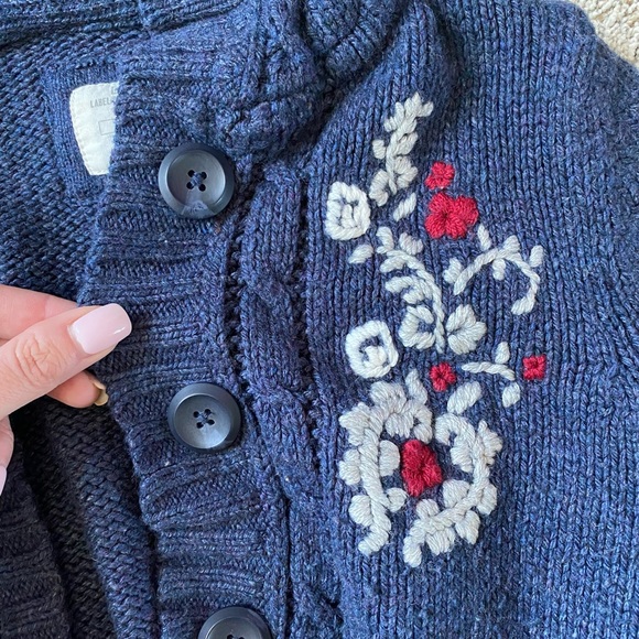 H&M Hooded Knit Cardigan w/ Embroidered Flowers, Cropped Sweater Hoodie LOGG, S - Picture 5 of 9